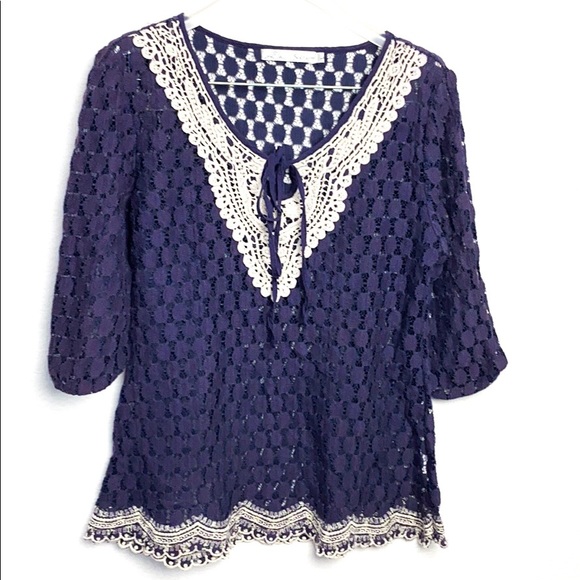 Solitaire Crochrt Purple Blouse - Picture 1 of 7